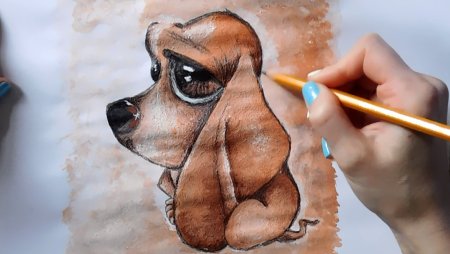 Собачка для срисовывания красками