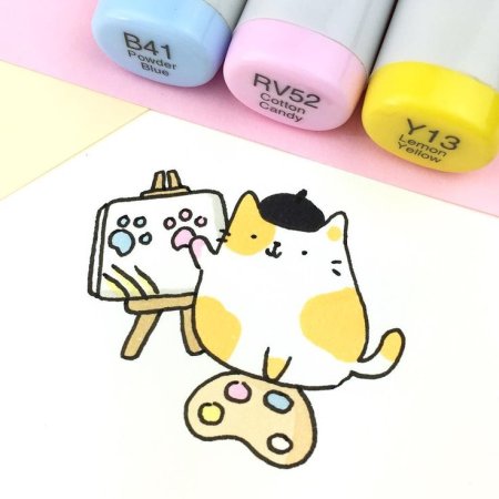 Котенок скетч маркерами
