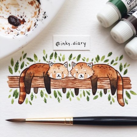 Животные в скетчбук маркерами