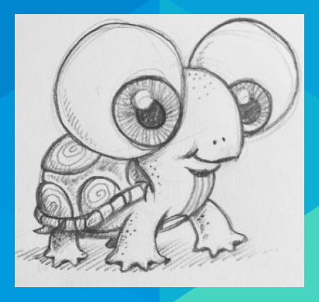 Черепашка с большими глазами рисунок