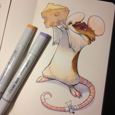 Кот скетч маркерами