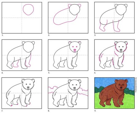 Рисование медведей бурых с детьми