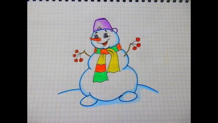 Снеговик рисунок карандашом для срисовки