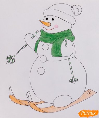 Рисунок снеговика для срисовки