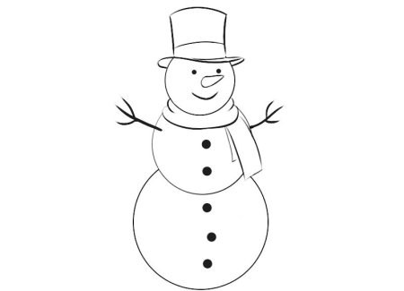 Снеговик рисунок карандашом