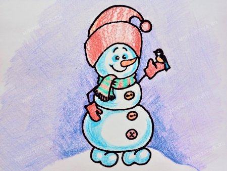 Снеговик рисунок красивый маленький