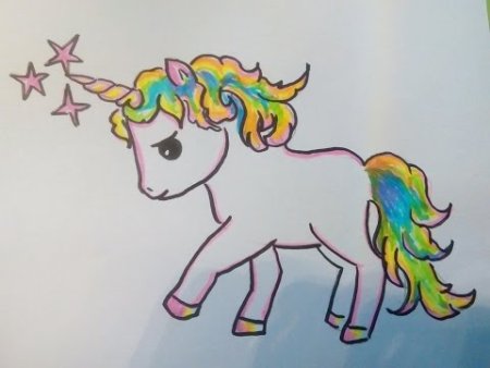 Единорог рисунок карандашом и красками. Для. Детей