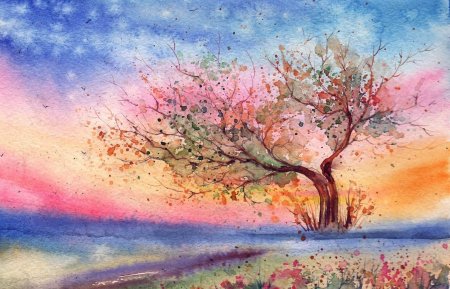 Пейзажи акварелью для срисовки легкие