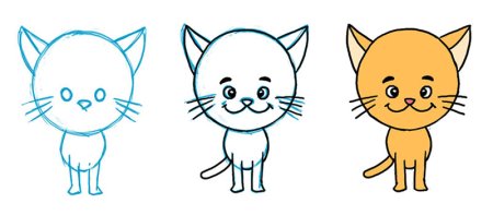 Котик рисунок для детей легкий