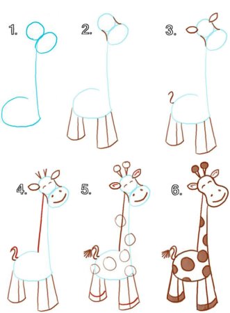 Рисование жирафа с детьми