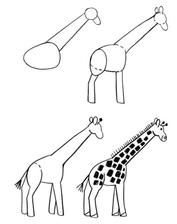 Лёгкие раскраски Жираф