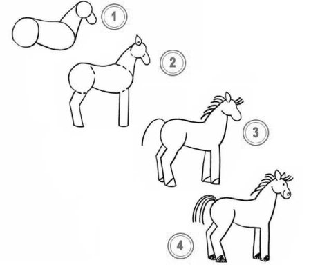 Нарисовать лошадь для детей 4-5 лет
