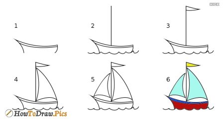 Рисуем кораблик поэтапно