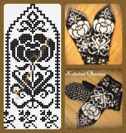 Вязание спицами варежки с узором схемы и описание