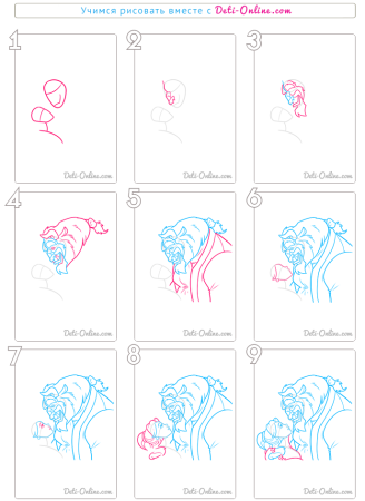 Нарисовать чудовище из Аленького цветочка