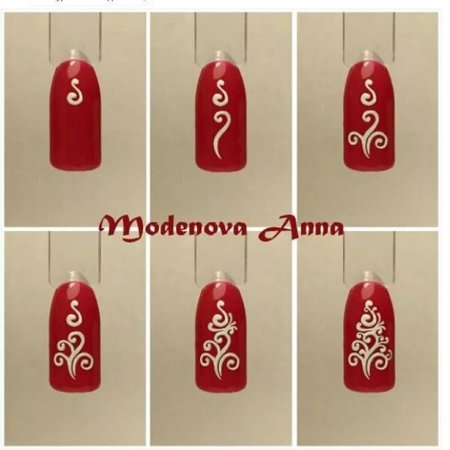 Новогодние вензеля на ногтях пошагово