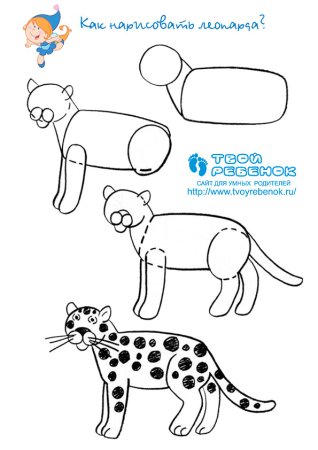 Поэтапное рисование леопарда для детей