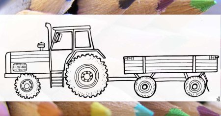 Трафарет трактор с прицепом