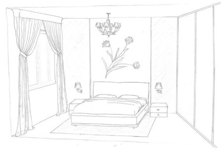 Интерьер комнаты карандашом для начинающих
