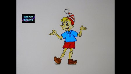 Буратино рисунок легкий
