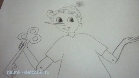 Буратино рисунок легкий