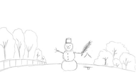 Зима рисунок карандашом легкий