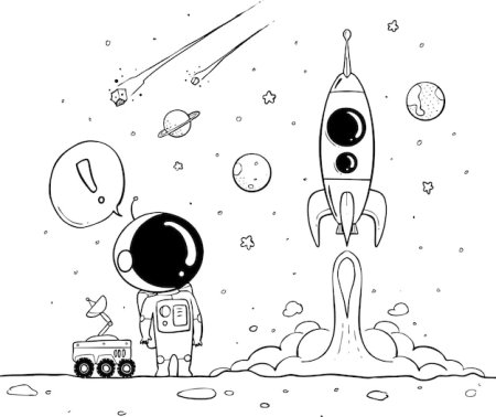 Космонавт раскраска для детей