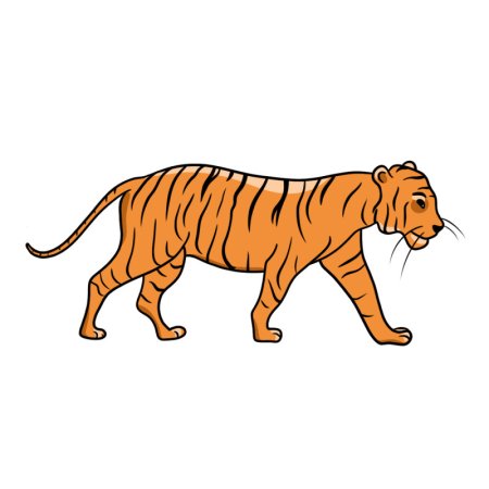 Нарисовать Амурского тигра вид сбоку