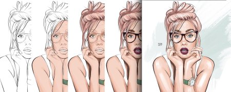 Поэтапные рисунки на графическом планшете