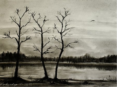 Пейзаж углем