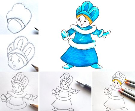 Рисунок Снегурочки для срисовки