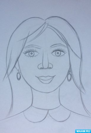 Портрет мамы простым карандашом