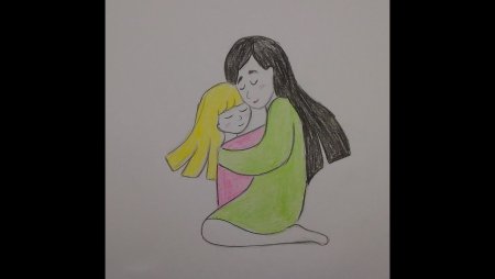 Портрет мамы и ребенка карандашом