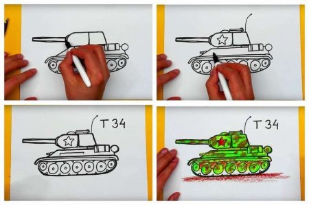 Танк т34 рисунок поэтапный