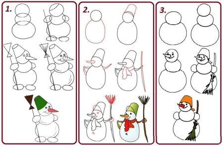 Как нарисовать снеговика п