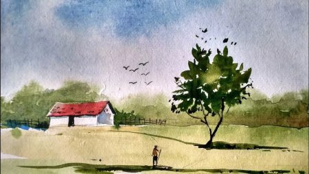 Пейзажи акварелью легкие
