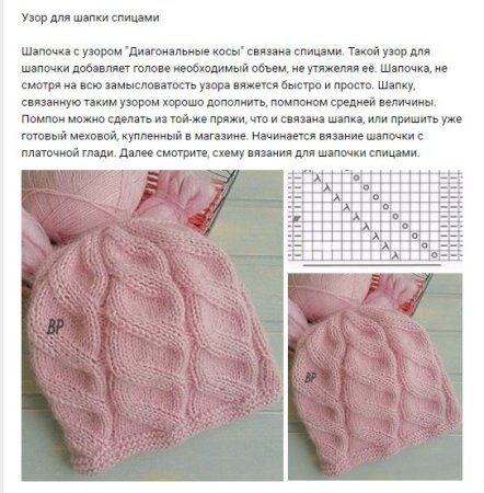 Шапка вязаная мужская схема спицами схема