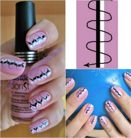 Узоры на ногтях иголкой