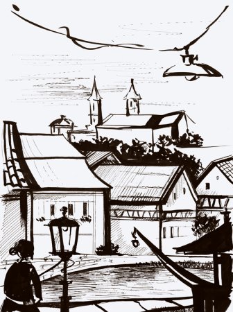 Пейзаж тушью