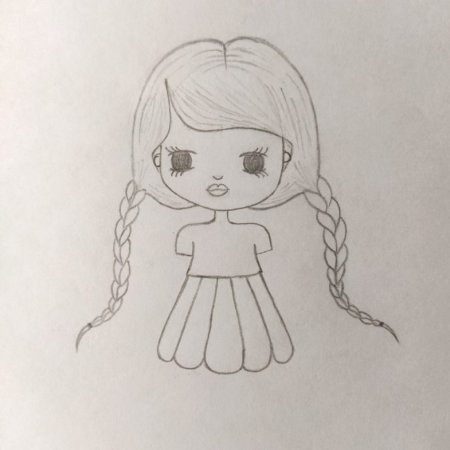 Рисунки лёгкие девочек с косичками