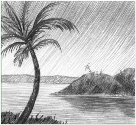 Пейзаж карандашом легкий