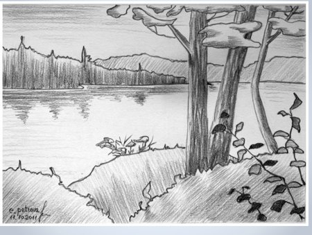 Пейзаж рисунок карандашом