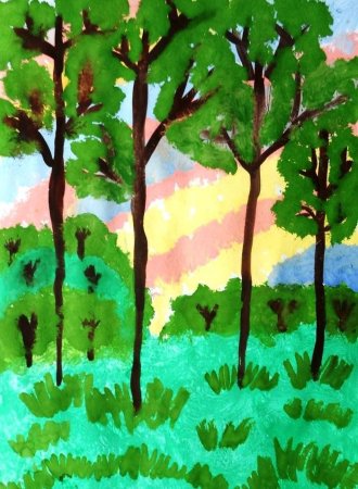 Рисование для детей лес