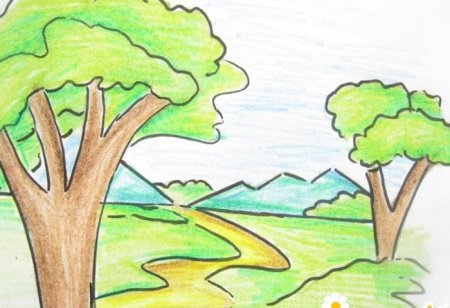Рисунок леса пошагово