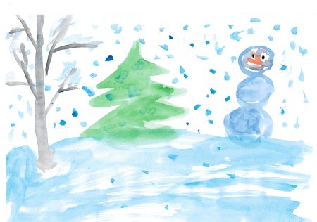 Детский рисунок зима