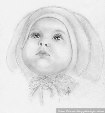 Портрет ребенка карандашом для срисовки