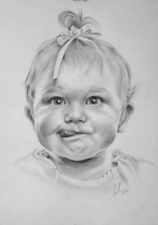 Портрет младенца карандашом