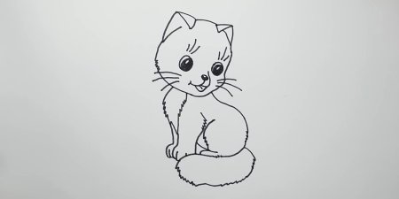 Котик рисунок карандашом для детей