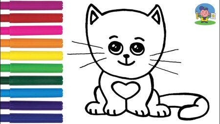 Котик раскраска цветная