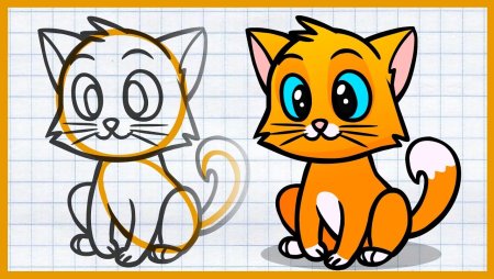 Лёгкий рисунок котёнка для срисовки